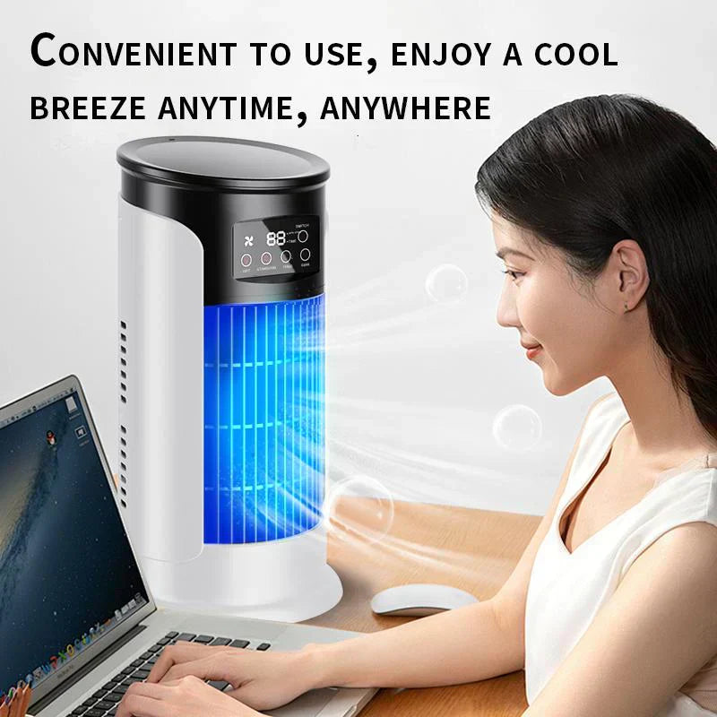❄️ 2026 Ny fordampningsluftkøler – kompakt USB-bordventilator, personlig køler med 300 ml tank, justerbare hastigheder, timer, støjsvagt og bærbart design til natbordet | lille køleventilator til hjem, rejser og udendørs brug