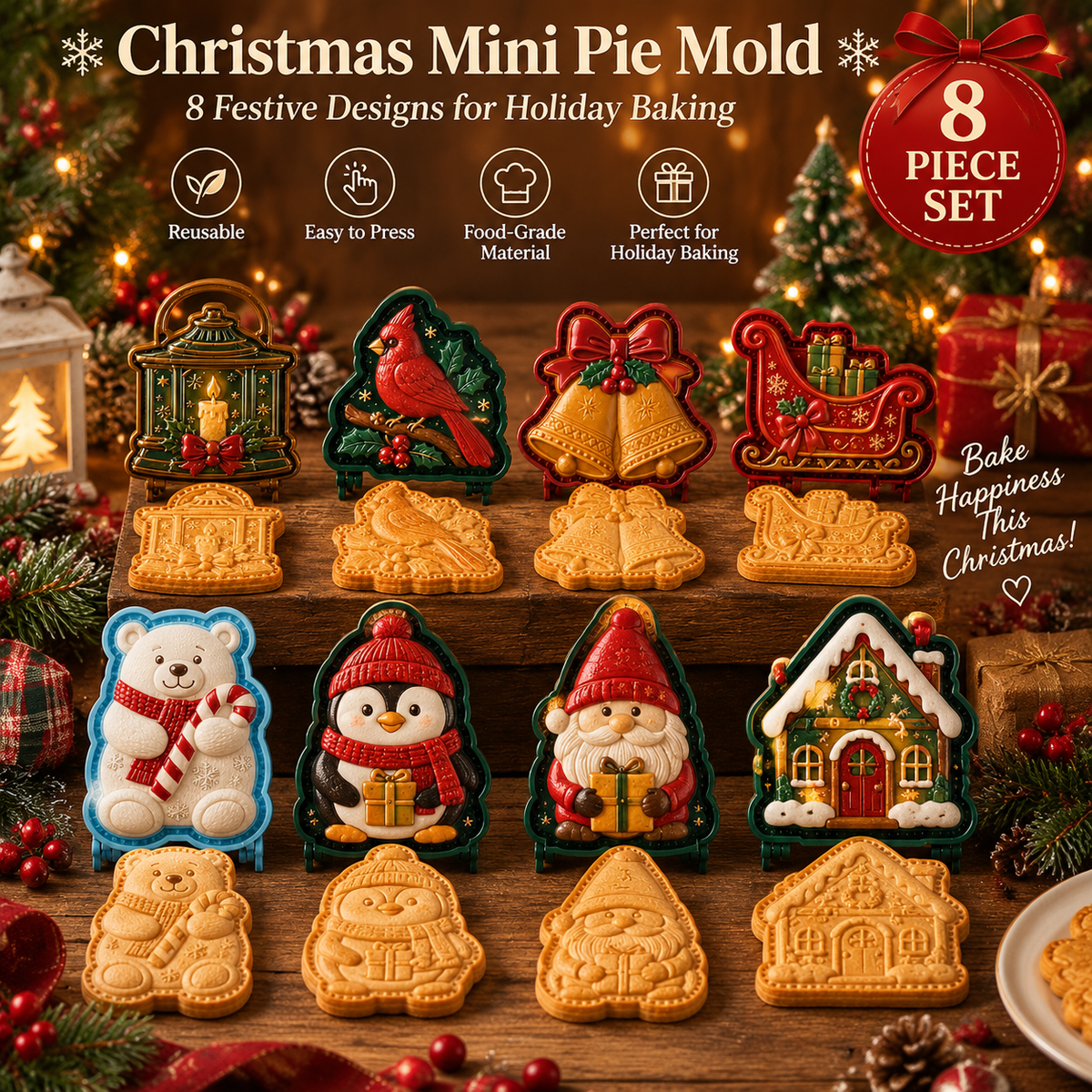 🎅 Juleudsalg 49 % RABAT 🍪 Mini-tærteforme med julemotiver