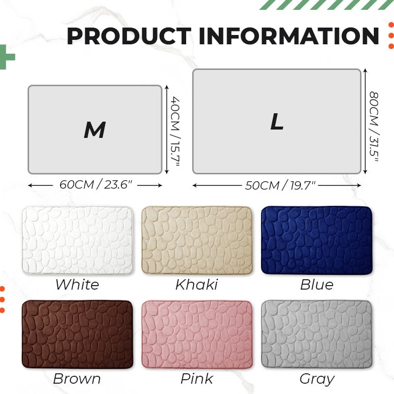 Skridsikker bademåtte i præget blød sten-look med memory foam