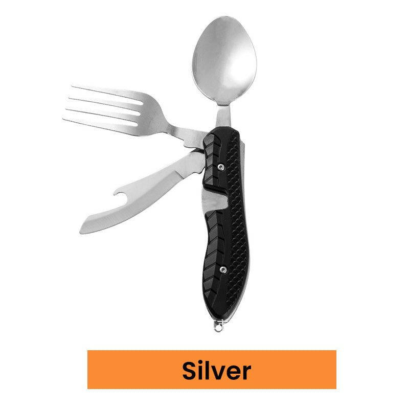 🍴 55% RABAT NU! 🏕️ 4-i-1 sammenklappeligt bestiksæt i rustfrit stål – perfekt til camping, vandring og rejser 🎒