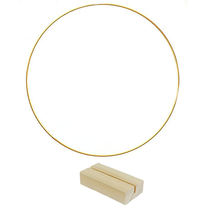 ⏳Tidsbegrænset 50 % rabat⏰Guldfarvet metalring til blomsterdekoration med træfod🌸✨