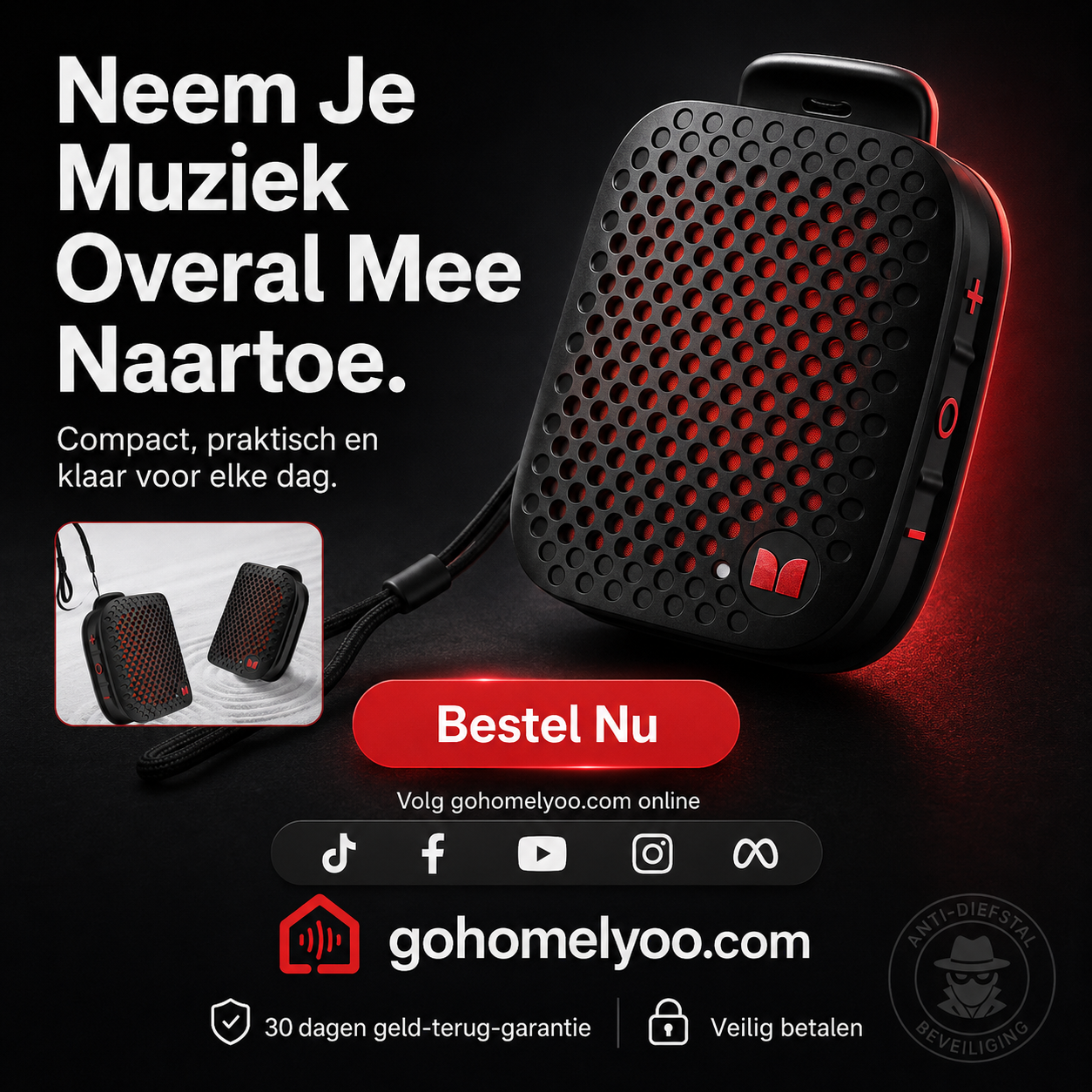 Vandtæt Bluetooth-cykelhøjttaler med monteringsbeslag