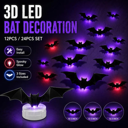 🦇 Halloween-dekoration: 3D LED-væglampe formet som en flagermus