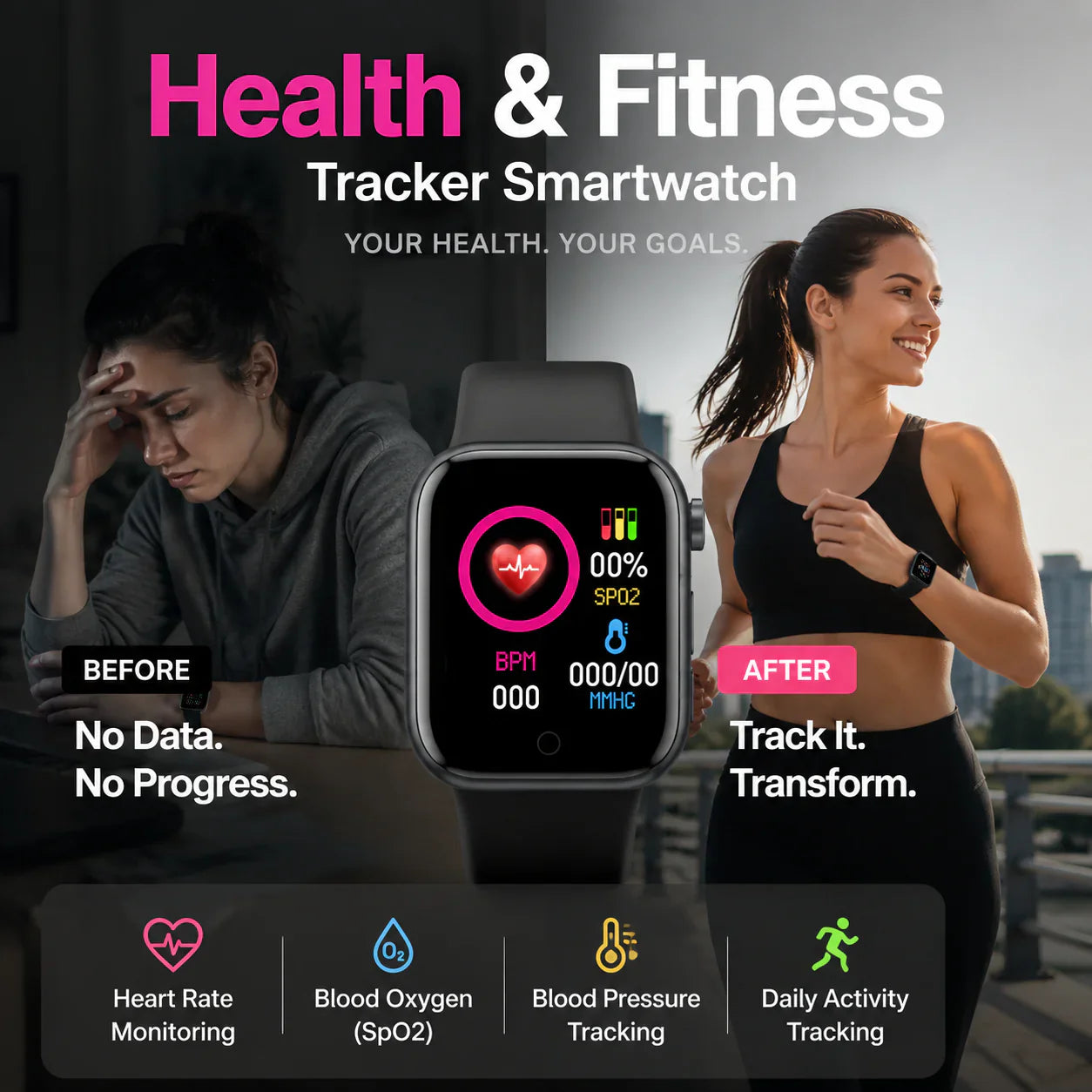 ⌚Stilfuldt smartwatch, der passer på dit helbred – smartur til sundhed og fitness