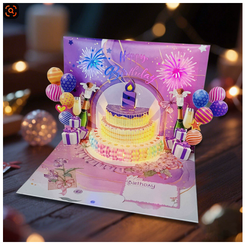 3D Pop-up musikalsk fødselsdagskort med lys og sang🎵🎂