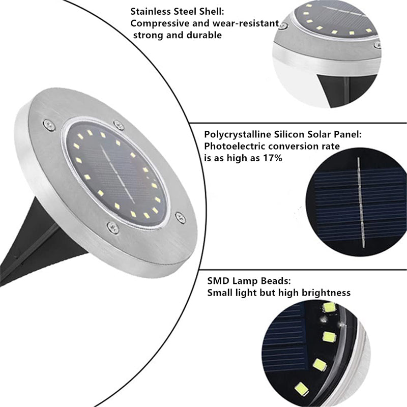 8-LED solcelle-marklamper til haven udendørs