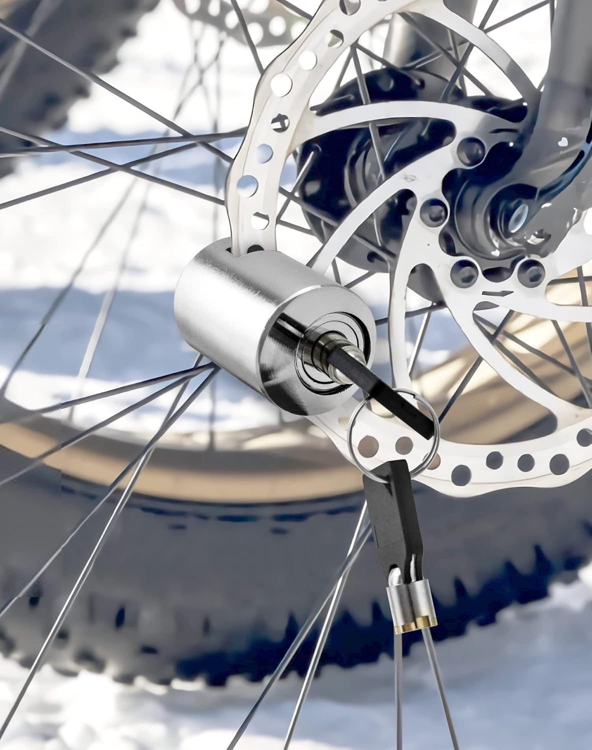 🔒🚲50% RABAT NU! Tyverisikret bremseskivelås til motorcykel og cykel – kompakt minilås i legeret stål til cykel, elcykel og el-løbehjul