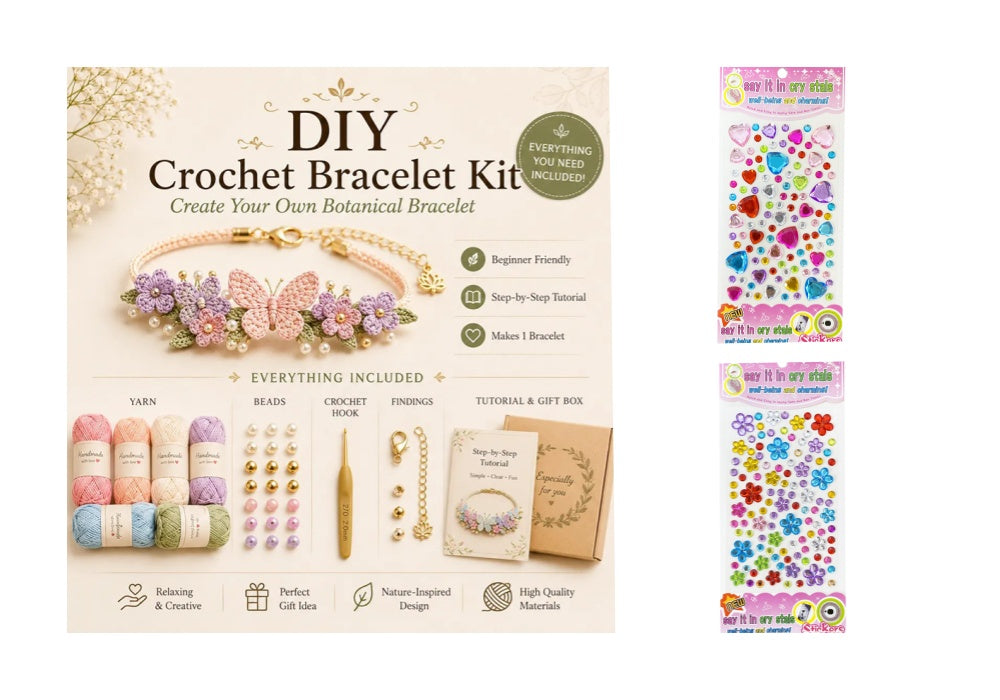 🧶Naturinspireret DIY-hæklet armbåndssæt 🧘 mindsk stress, mens du skaber bærbar kunst med dine egne hænder