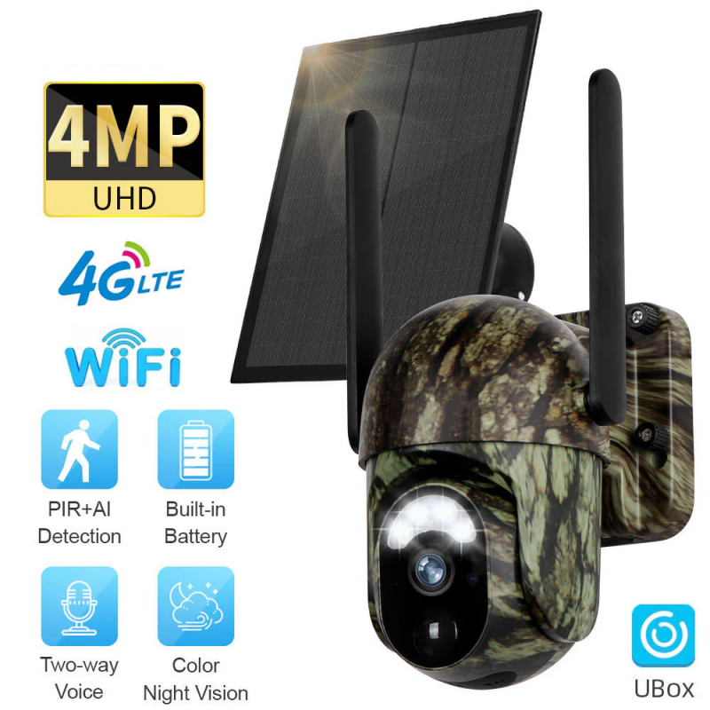 🛠60 % rabat + gratis levering🔥 Trådløst 4G LTE solcelle-overvågningskamera CB114S – 2K HD livevisning, 360° dækning, uden Wi-Fi, fjernstyring via app, vandtæt, bevægelsesdetektion, nattesyn, til udendørs brug
