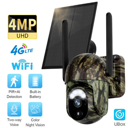 🛠60 % rabat + gratis levering🔥 Trådløst 4G LTE solcelle-overvågningskamera CB114S – 2K HD livevisning, 360° dækning, uden Wi-Fi, fjernstyring via app, vandtæt, bevægelsesdetektion, nattesyn, til udendørs brug