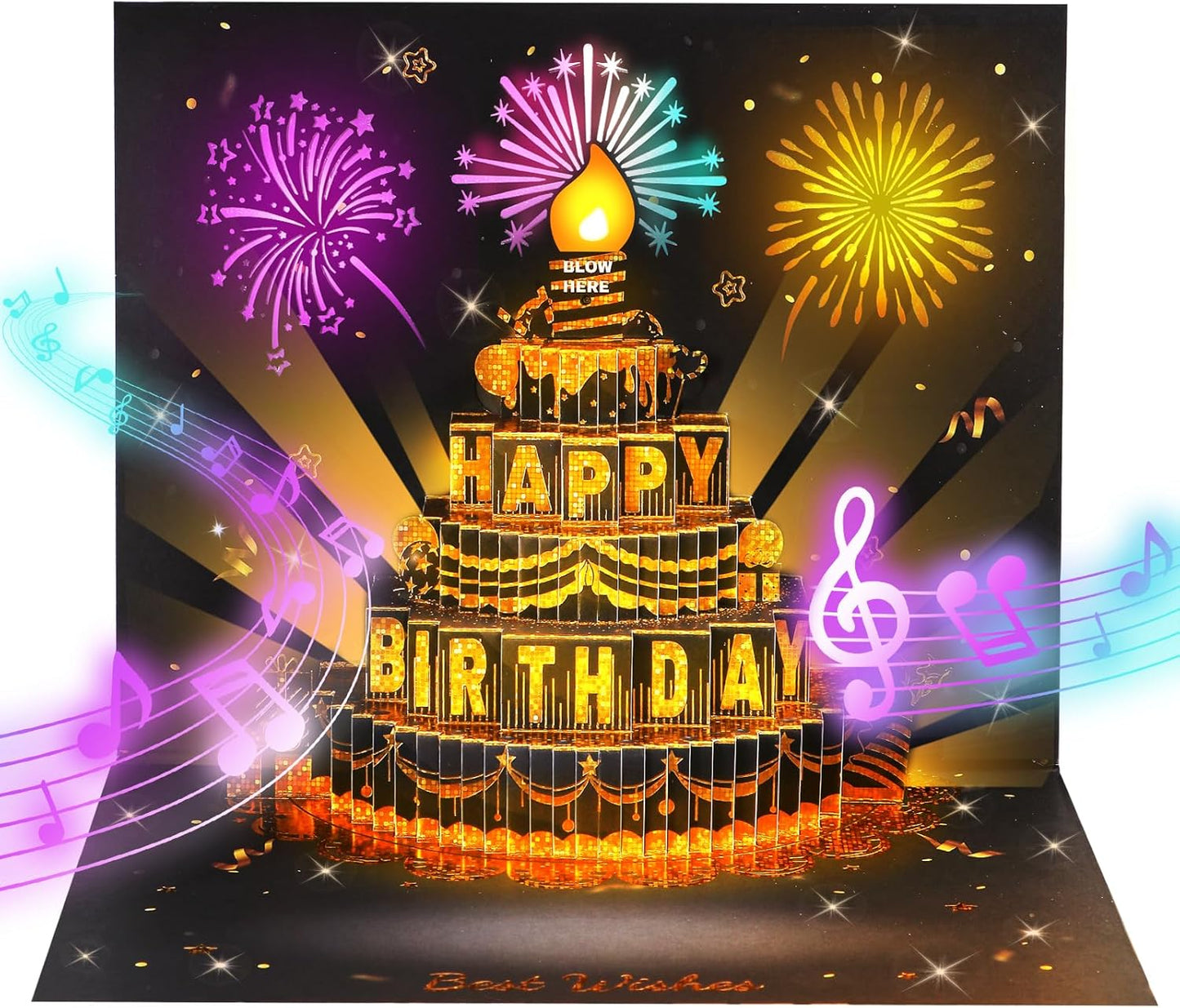 3D Pop-up musikalsk fødselsdagskort med lys og sang🎵🎂