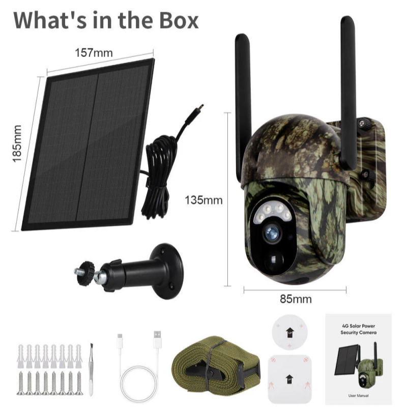 🛠60 % rabat + gratis levering🔥 Trådløst 4G LTE solcelle-overvågningskamera CB114S – 2K HD livevisning, 360° dækning, uden Wi-Fi, fjernstyring via app, vandtæt, bevægelsesdetektion, nattesyn, til udendørs brug