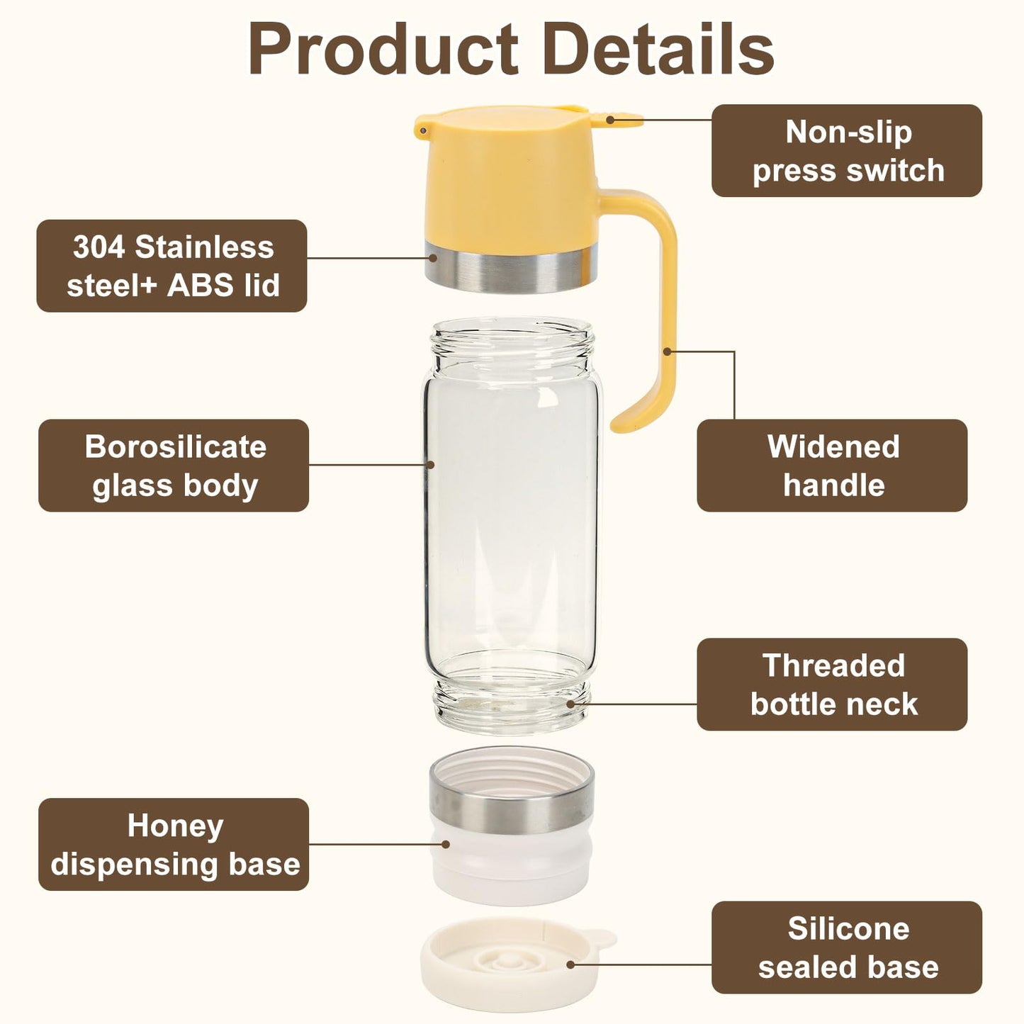 💥SIDSTE DAGSUDSALG 60% RABAT🍯✨ 237 ml drypfri honning- og sirupdispenser i glas