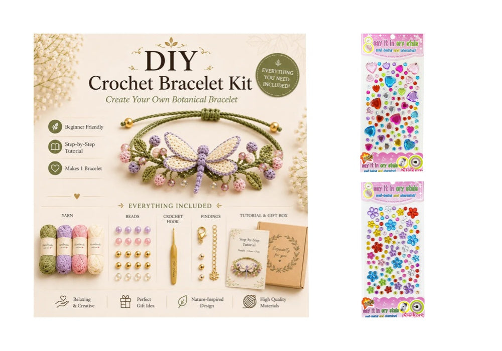 🧶Naturinspireret DIY-hæklet armbåndssæt 🧘 mindsk stress, mens du skaber bærbar kunst med dine egne hænder