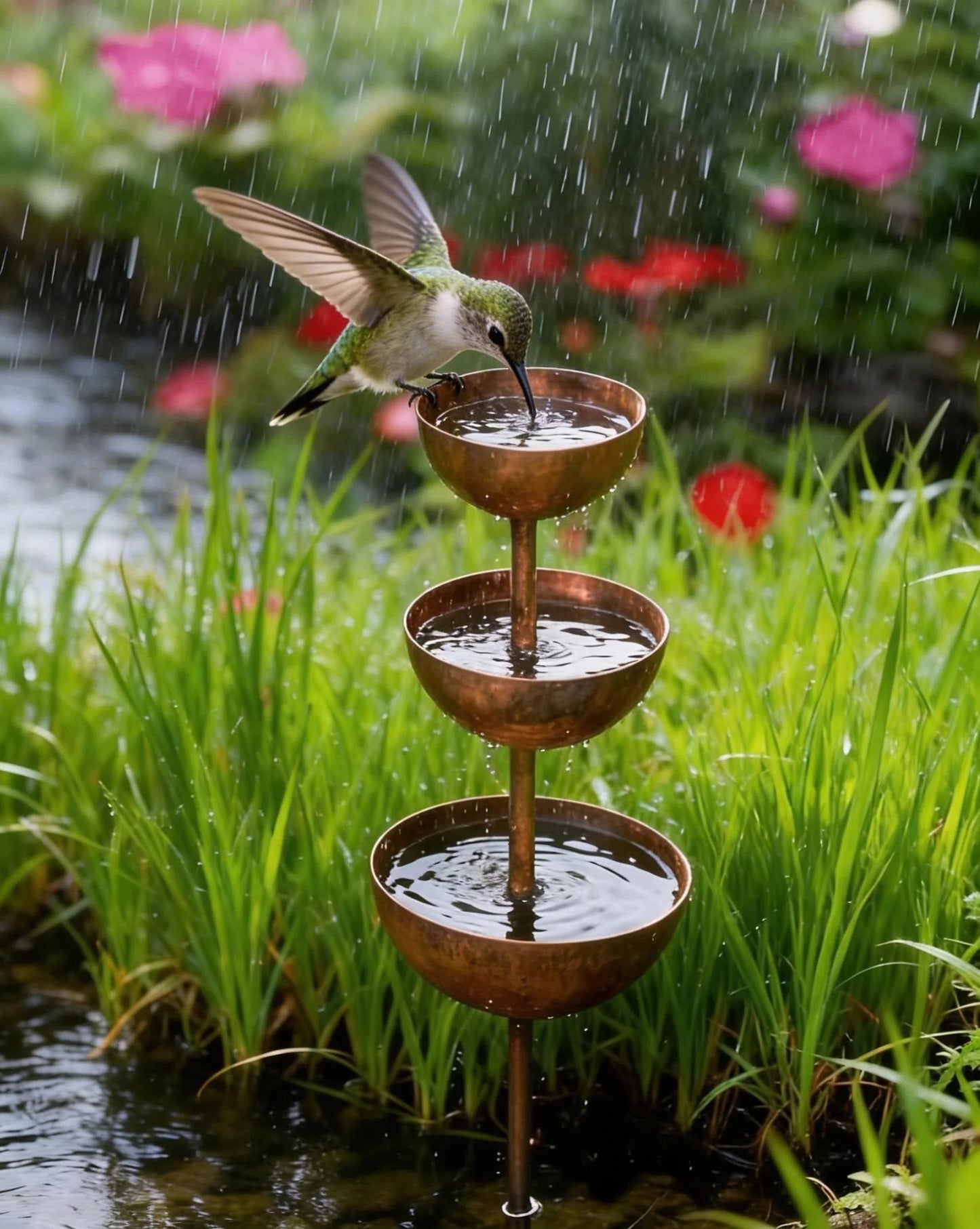🐦Regnfanger - plantestøtte 🌧️Haveornament i metal