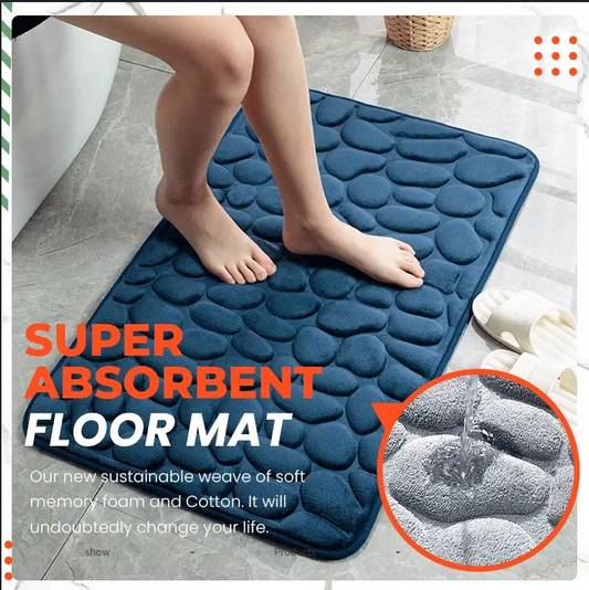 Skridsikker bademåtte i præget blød sten-look med memory foam