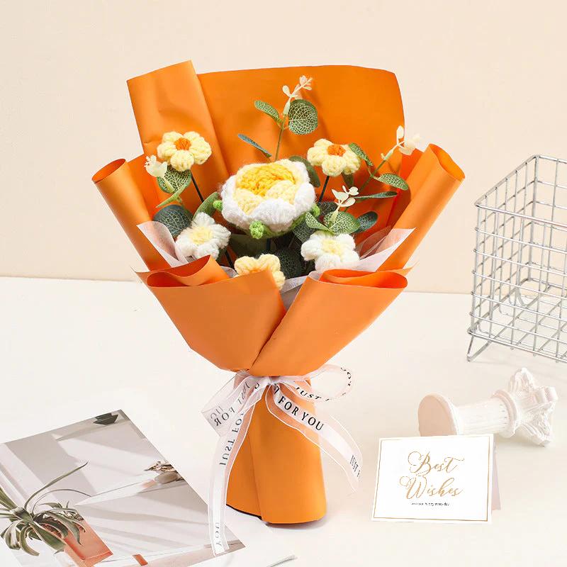 💕Mors dag-tilbud 50 % rabat!💕Håndlavet delikat hæklet blomsterbuket
