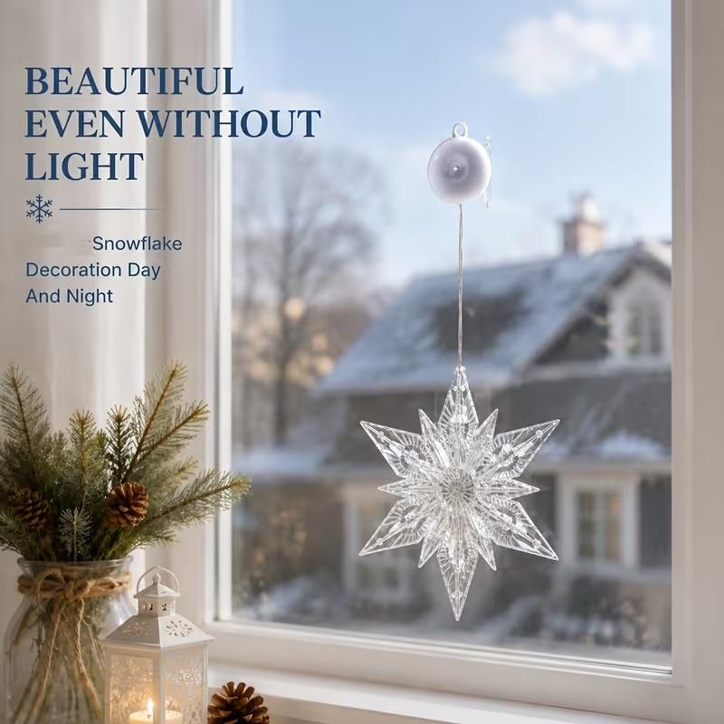 ⏳SIDSTE UDSALGSDAG 🎄❄️ DIY LED-sugekoplamper med julesnefnug ✨ | Batteridrevne, varmt og flerfarvet lys, vindueslamper med sugekop, julepynt til hjem og fest