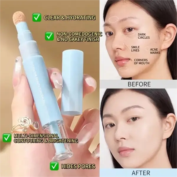 🔥Køb 1 få 1 gratis (2 stk. i alt) NU!💄Multifunktionel fugtgivende flydende concealerpen ✨