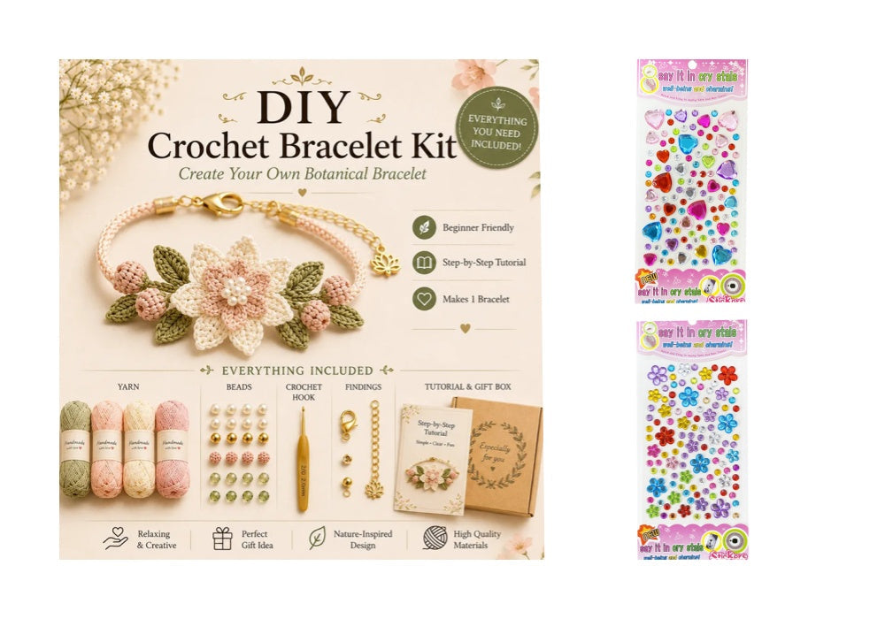 🧶Naturinspireret DIY-hæklet armbåndssæt 🧘 mindsk stress, mens du skaber bærbar kunst med dine egne hænder