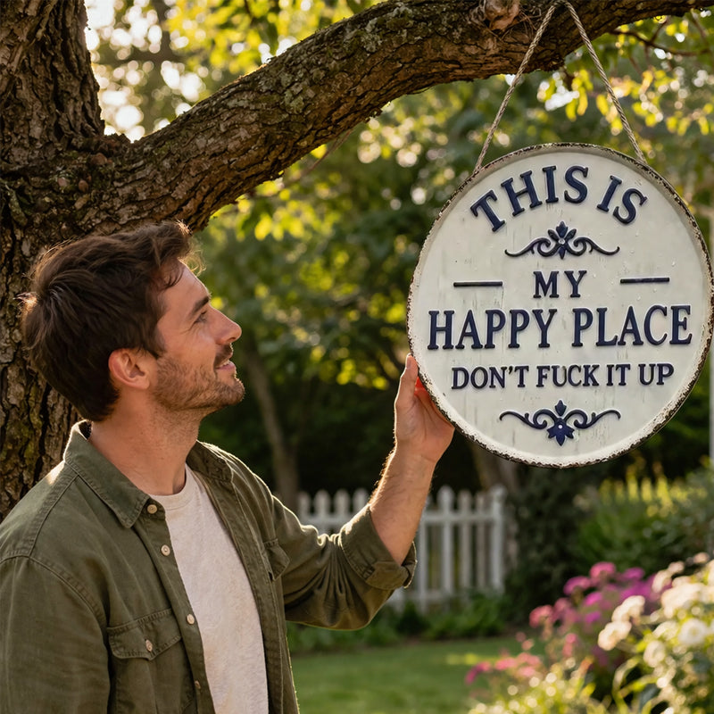 “This Is My Happy Place” dørskilt