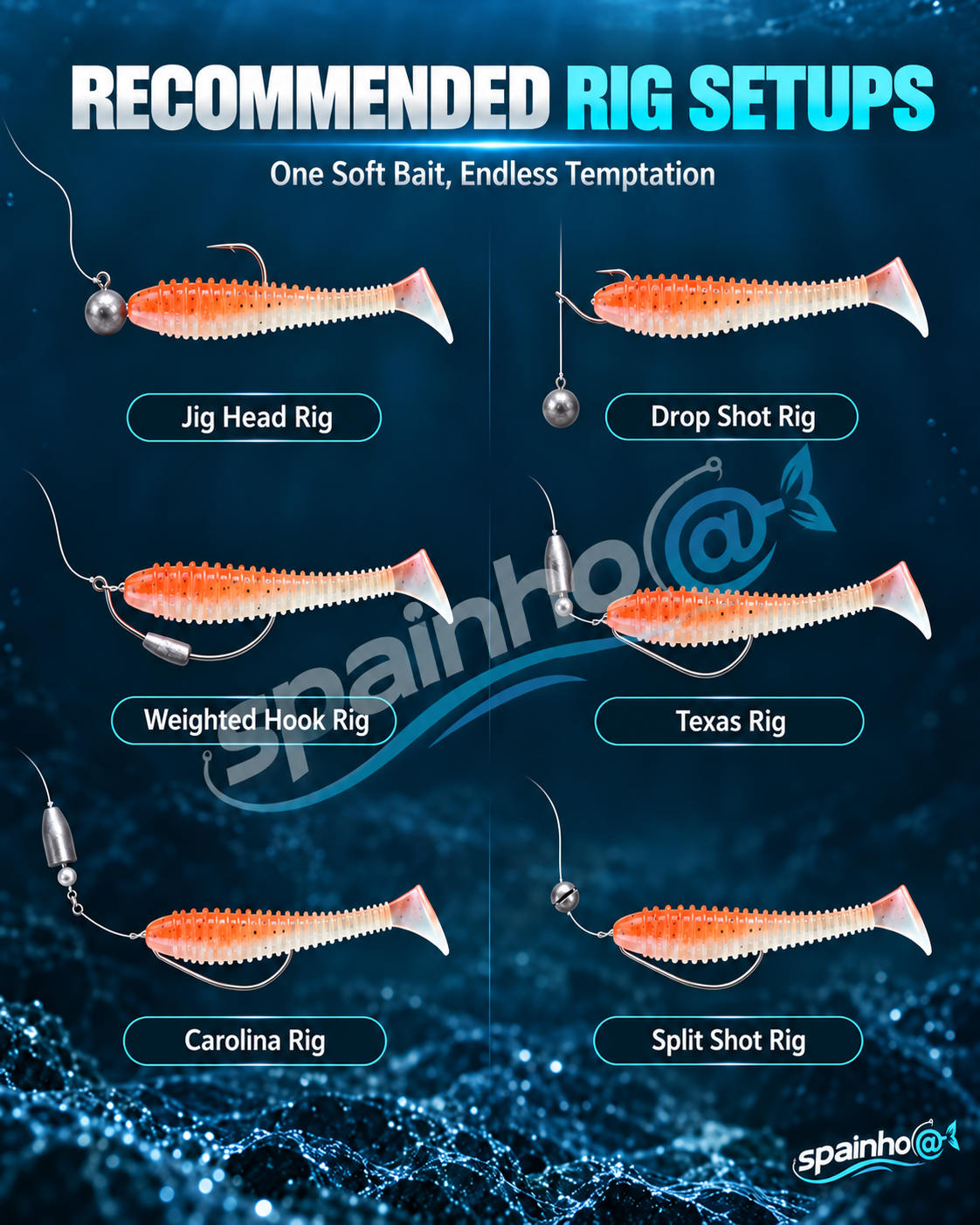 🎣 T-Tail blødt agn med duft | 50 eller 100 stk.