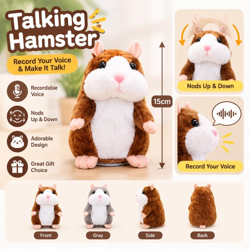 Talende hamsterplys, gentager stemmer og nikker med hovedet 🐹✨✅💥