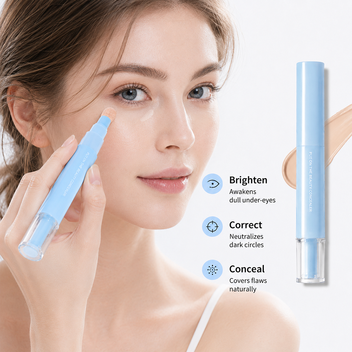 🔥Køb 1 få 1 gratis (2 stk. i alt) NU!💄Multifunktionel fugtgivende flydende concealerpen ✨