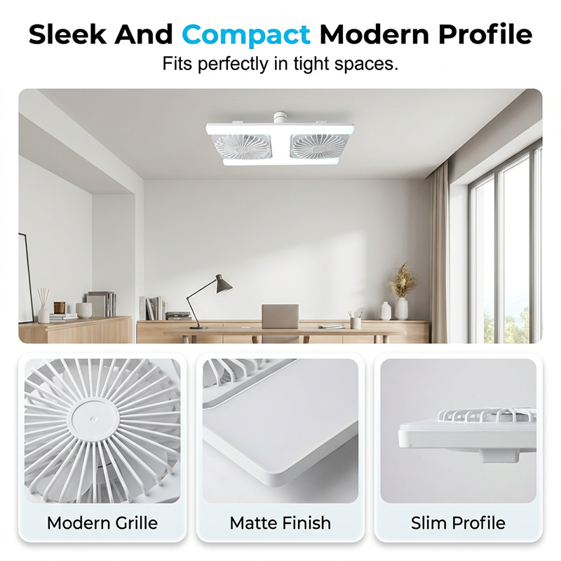 🌬️✨ Dobbelt loftventilator med LED-lys – moderne design med fjernbetjening til stue og soveværelse