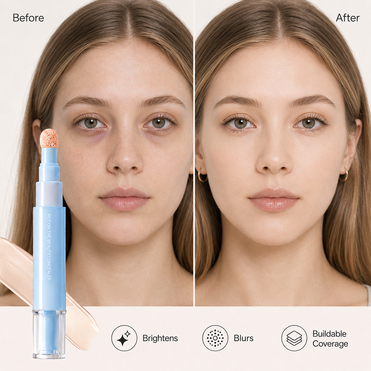 🔥Køb 1 få 1 gratis (2 stk. i alt) NU!💄Multifunktionel fugtgivende flydende concealerpen ✨
