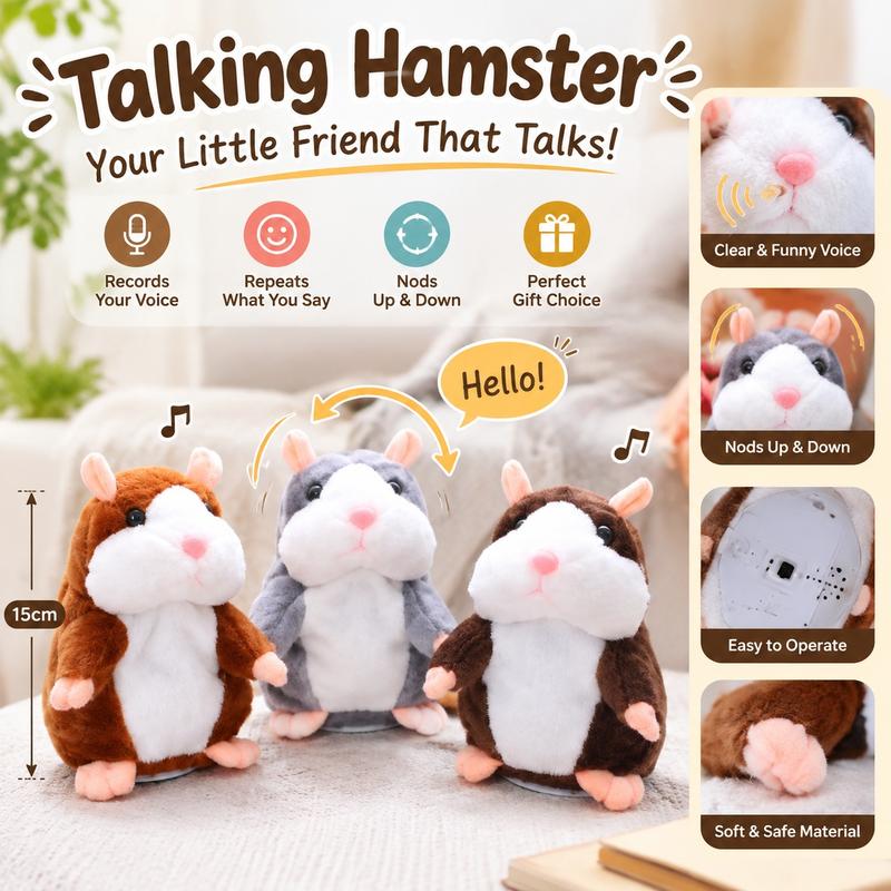 Talende hamsterplys, gentager stemmer og nikker med hovedet 🐹✨✅💥