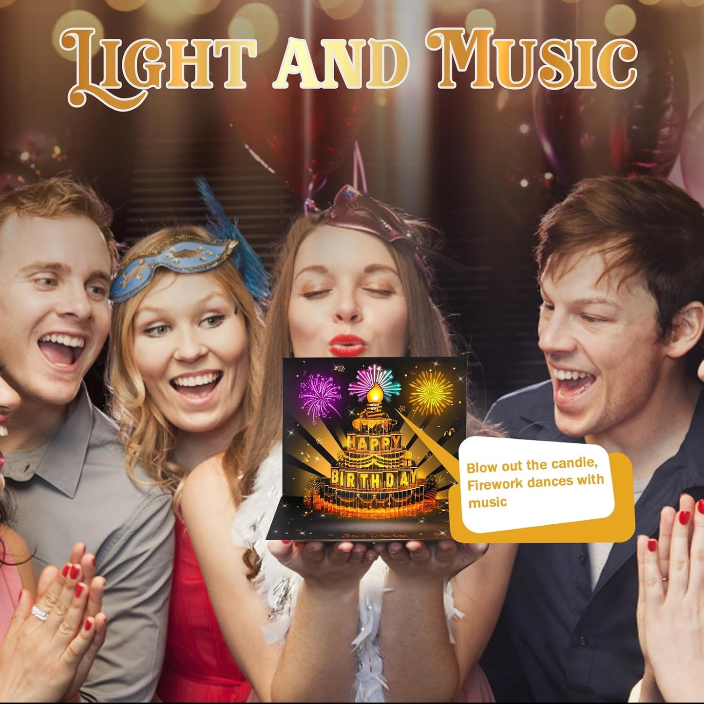 3D Pop-up musikalsk fødselsdagskort med lys og sang🎵🎂