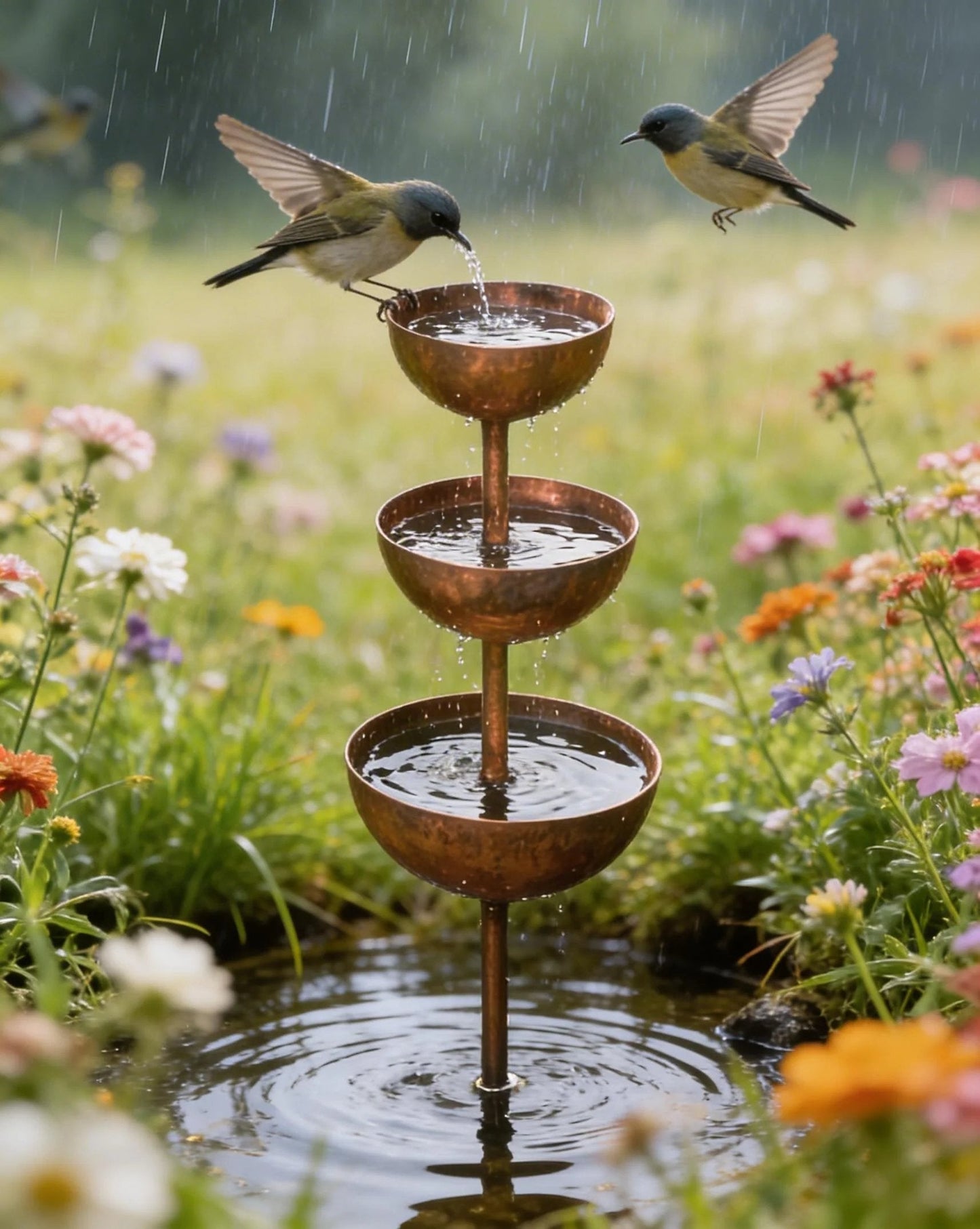 🐦Regnfanger - plantestøtte 🌧️Haveornament i metal