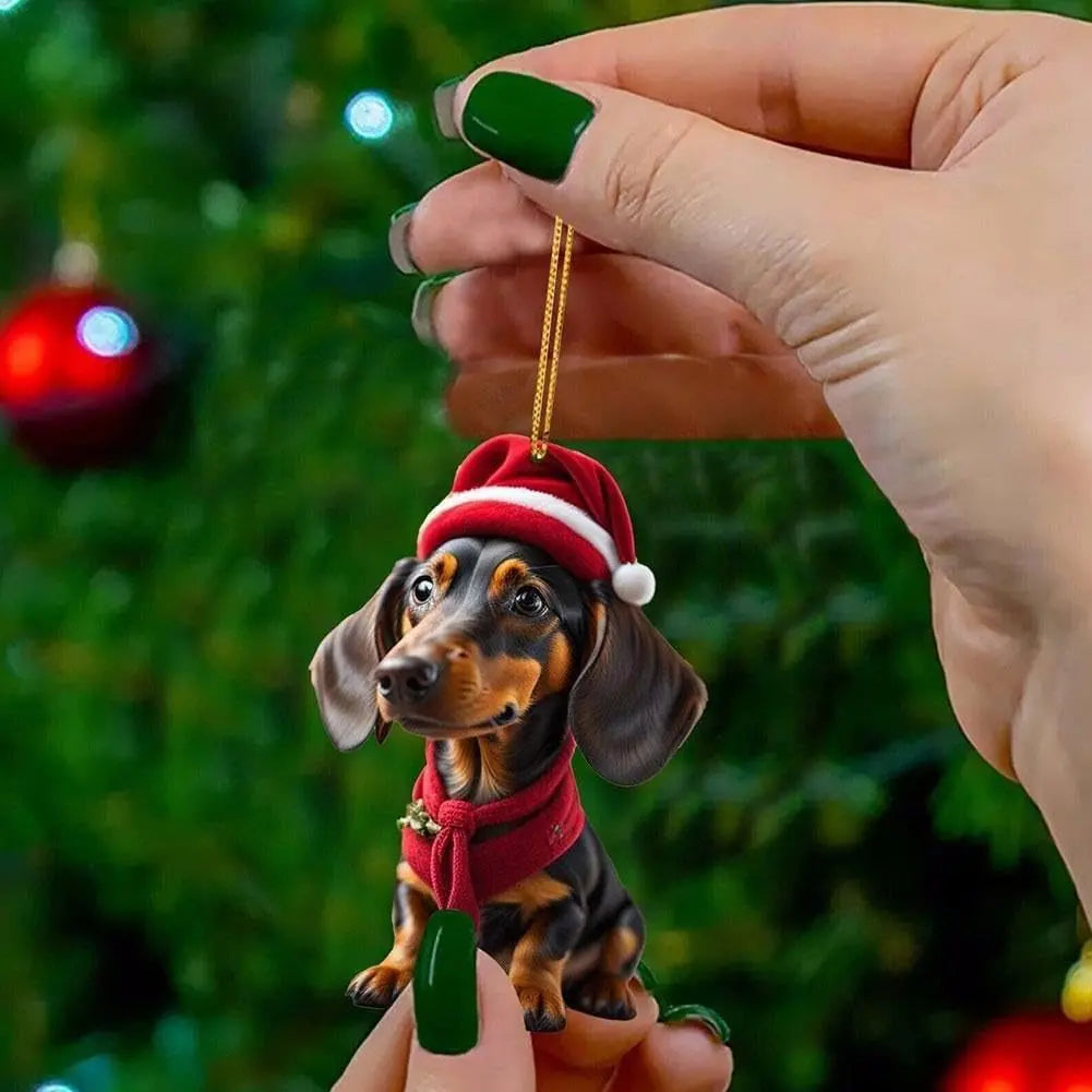 Sjovt juleophæng med gravhund til bilen