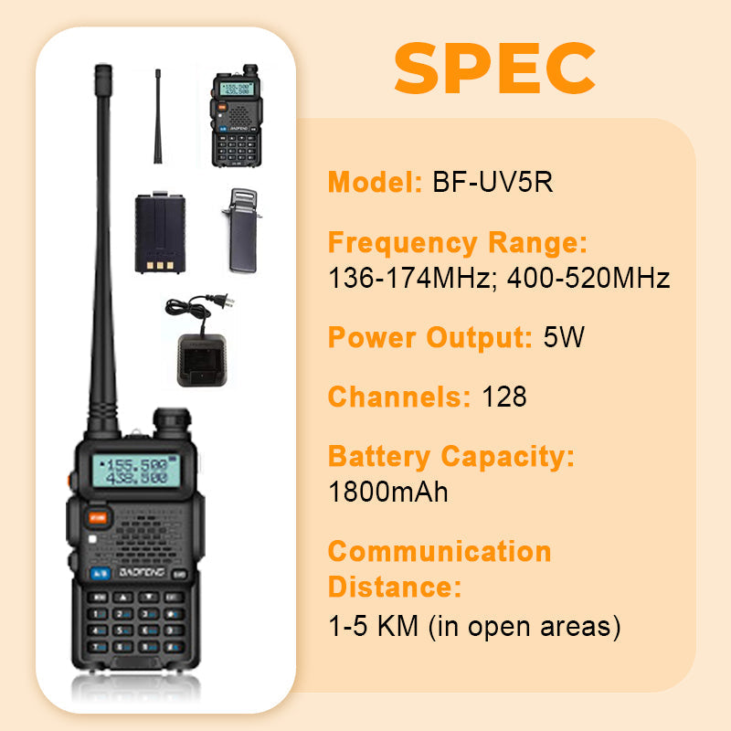 📡 UV-5R Ham Radio Lang rækkevidde UV5R To-vejs radio Dual Band Walkie-Talkie