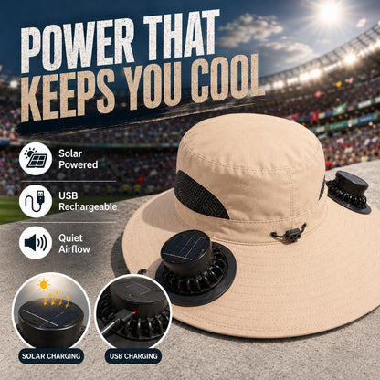 🧢 Solcelledrevet hat med ventilator – aftagelig, genopladelig ventilator, stor skygge, ideel til vandring, fiskeri & outdoor ☀️