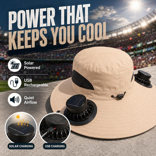 🧢 Solcelledrevet hat med ventilator – aftagelig, genopladelig ventilator, stor skygge, ideel til vandring, fiskeri & outdoor ☀️