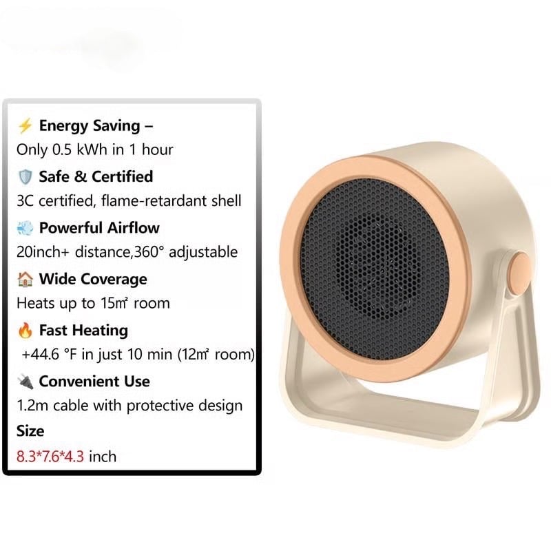 ♨️SIDSTE DAG – 50 % RABAT!!⚡50K+ SOLGT!❄️2026 bærbart hurtigvarmeapparat – mini-radiator til udendørs brug & skrivebord