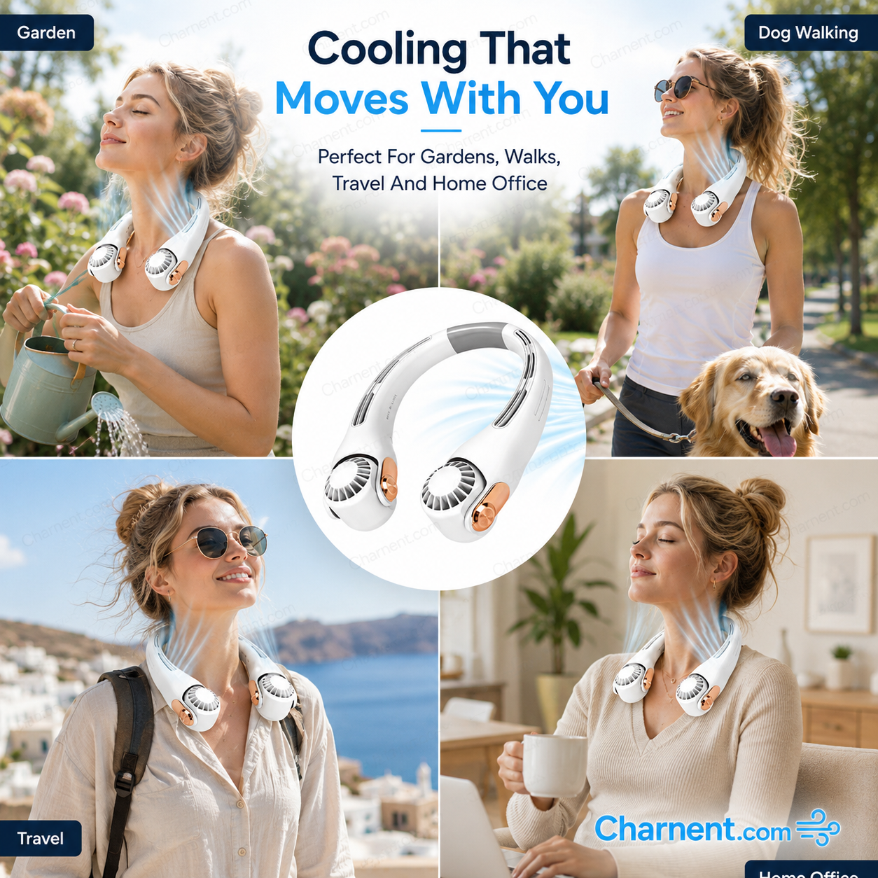 🍃 50% RABAT NU! 💨 Halsventilator med aircondition – stille, bærbar og 360° drejbar – perfekt til sommeren 🌞