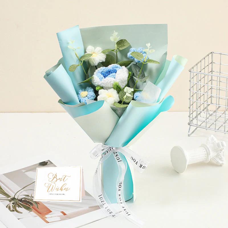 💕Mors dag-tilbud 50 % rabat!💕Håndlavet delikat hæklet blomsterbuket