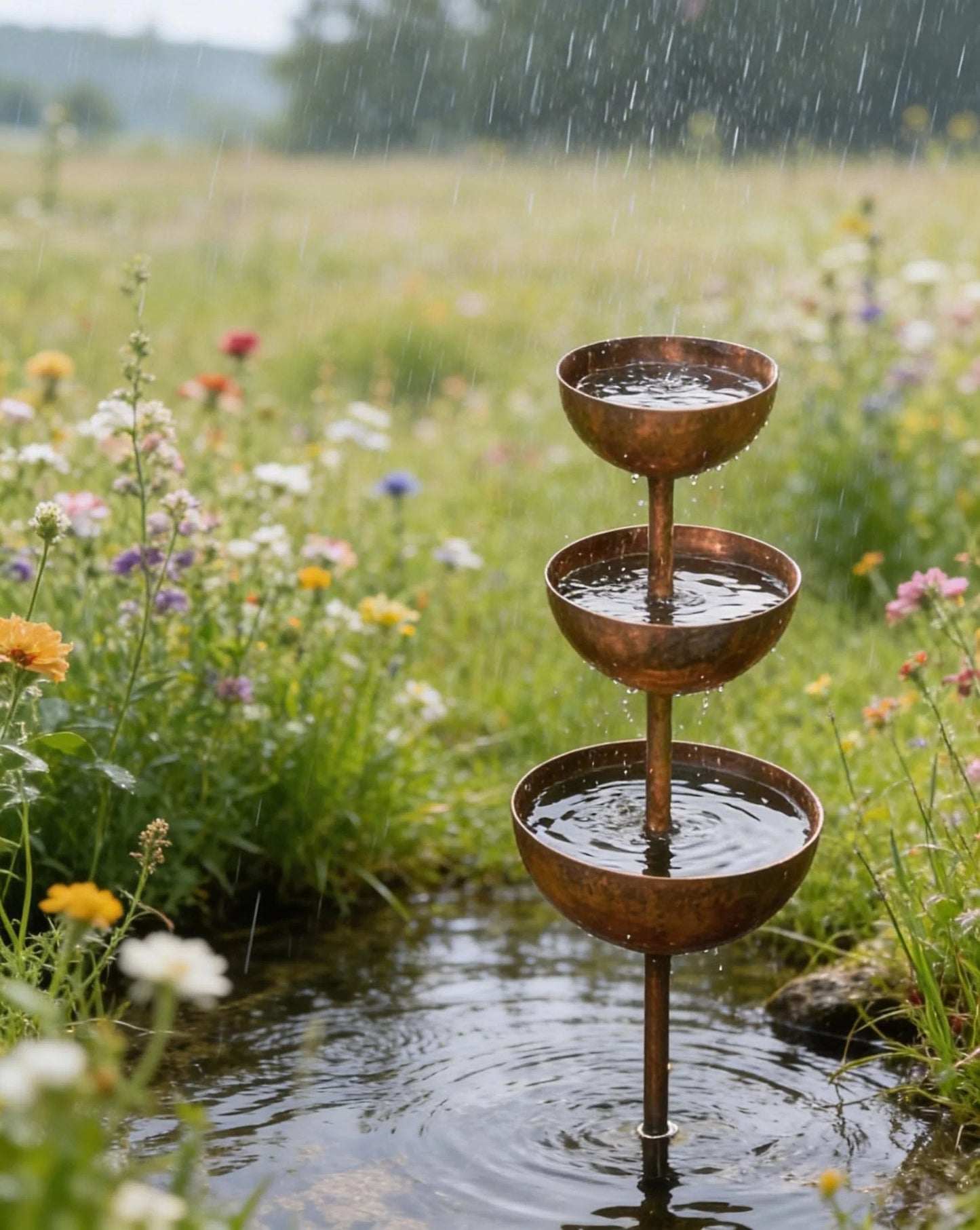 🐦Regnfanger - plantestøtte 🌧️Haveornament i metal