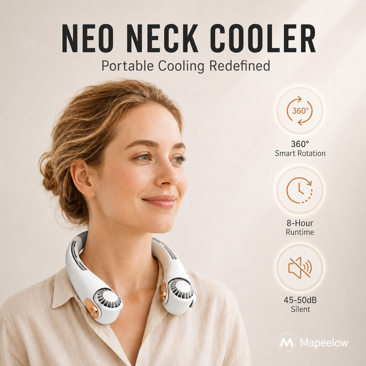 🍃 50% RABAT NU! 💨 Halsventilator med aircondition – stille, bærbar og 360° drejbar – perfekt til sommeren 🌞