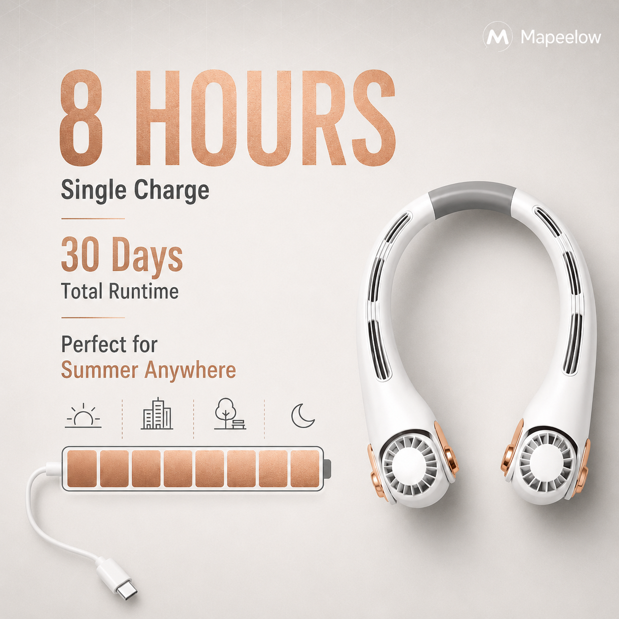 🍃 50% RABAT NU! 💨 Halsventilator med aircondition – stille, bærbar og 360° drejbar – perfekt til sommeren 🌞