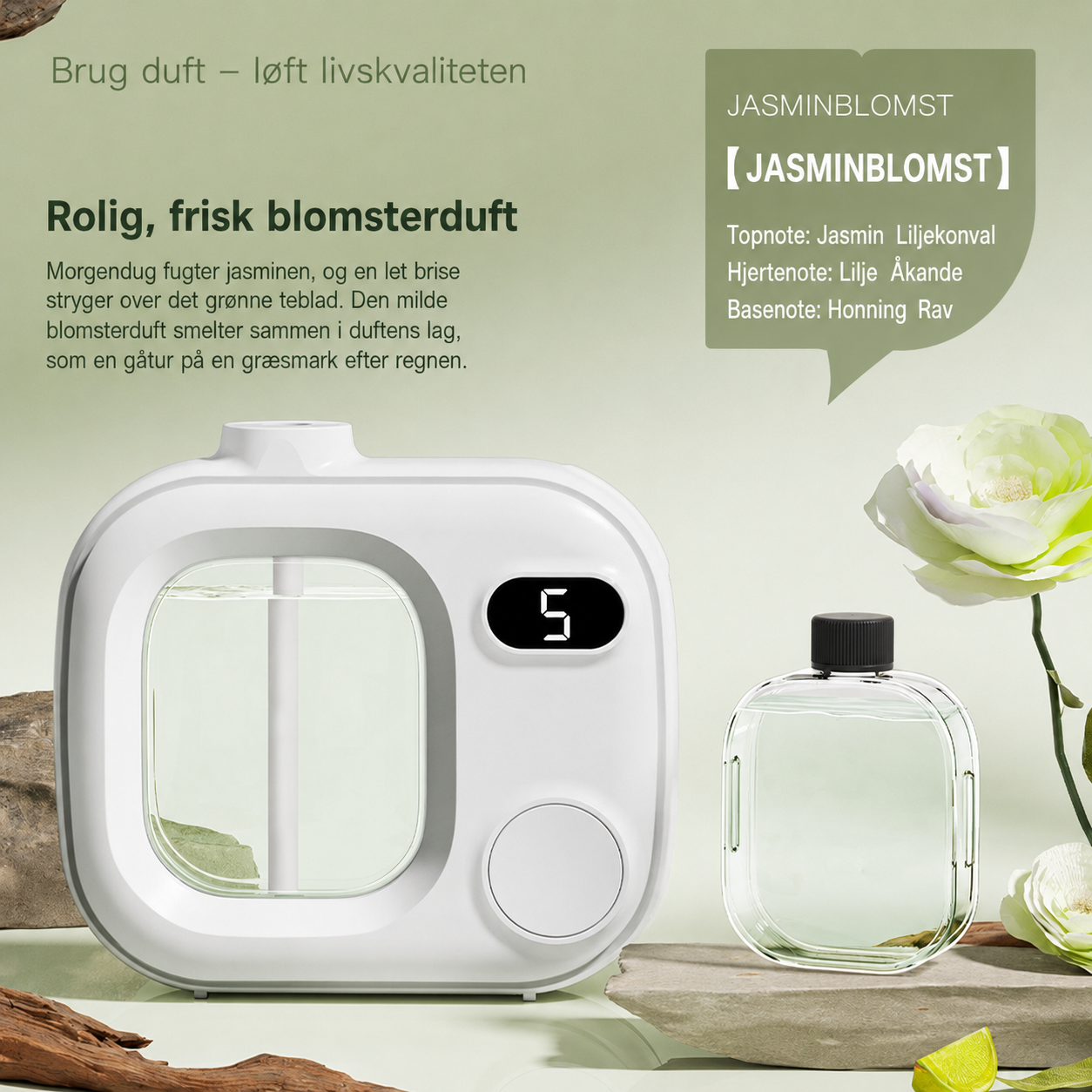 Smart LED-aromadiffuser med justerbar forstøvning