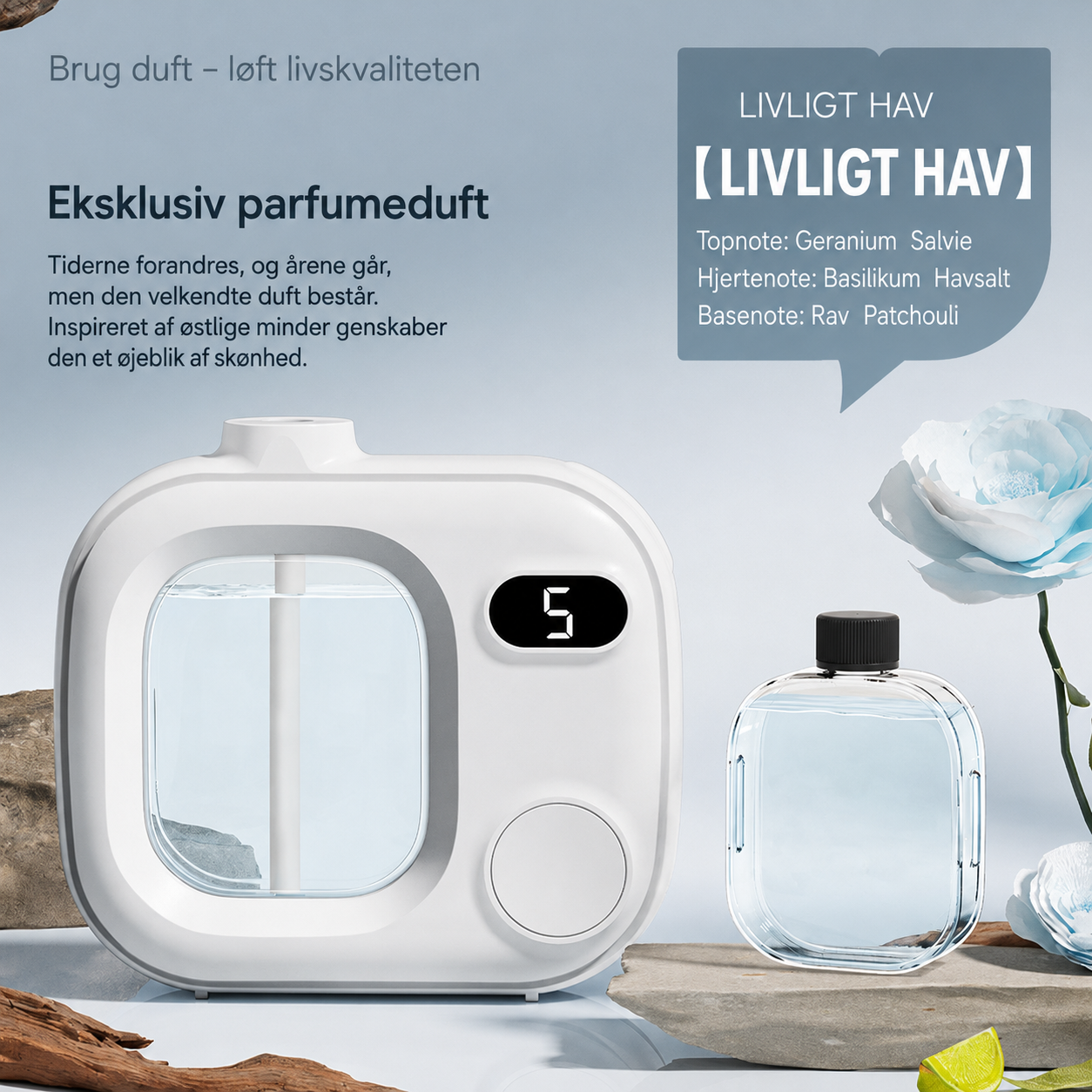 Smart LED-aromadiffuser med justerbar forstøvning