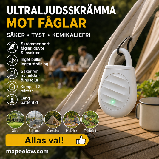 🐦 Bærbar ultralydsskræmmer mod fugle og skadedyr