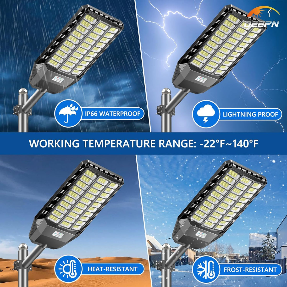 ☀️ 50 % RABAT! Solcelle-LED-gadelampe – ekstra kraftig udendørs sikkerhedslampe