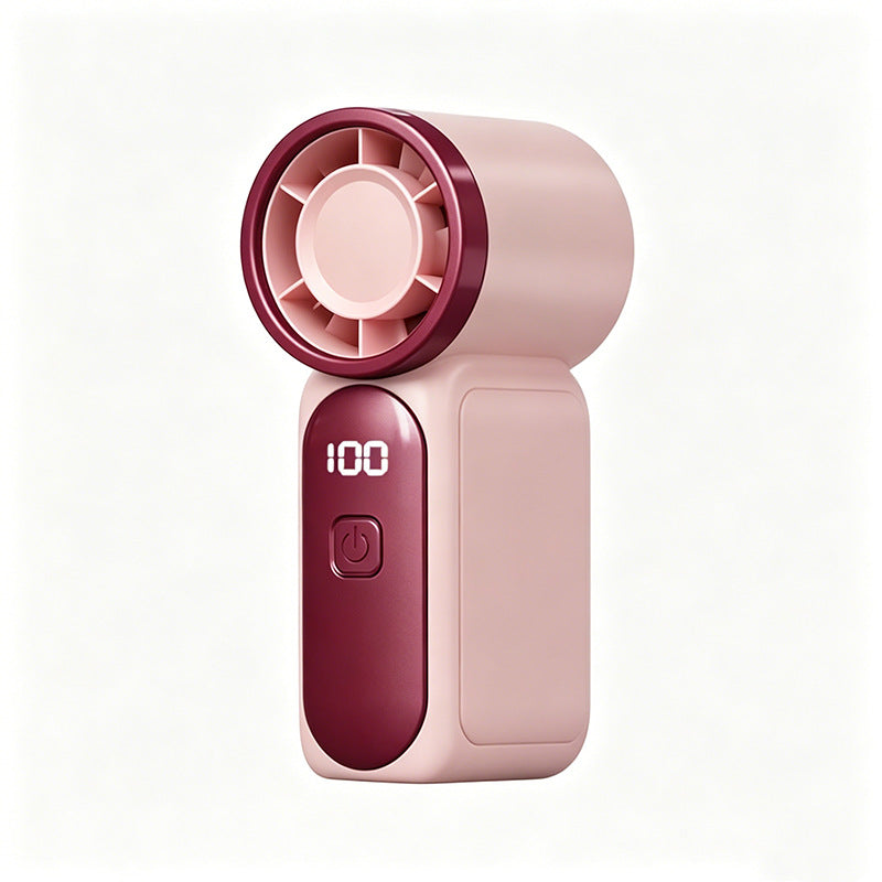Mini håndholdt ventilator med LED-display – 👍 5-trins turbo lommeventilator. ✨ USB-genopladelig, højhastighedskøling til rejser & makeup. Perfekt gave. Bærbar køling