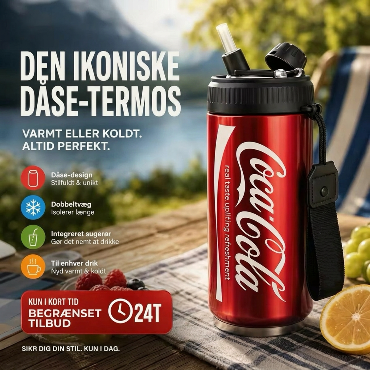🥤Dobbeltvægget, isoleret kop i rustfrit stål formet som en coladåse