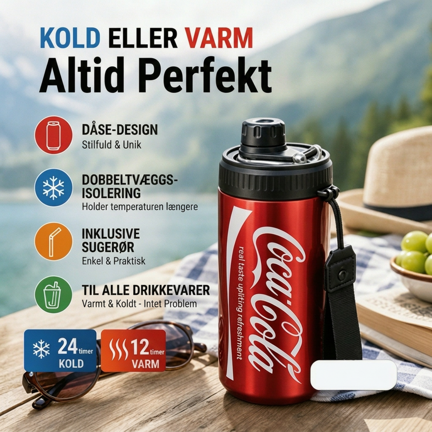 🥤Dobbeltvægget, isoleret kop i rustfrit stål formet som en coladåse